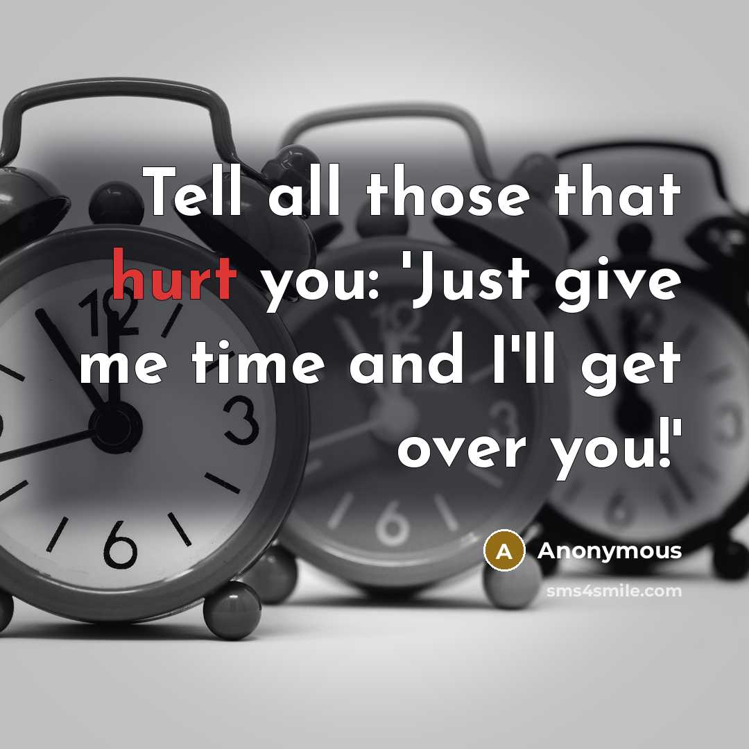“Tell all those that hurt you: 'Just give me time and I'll get over you!'” quote by Anonymous