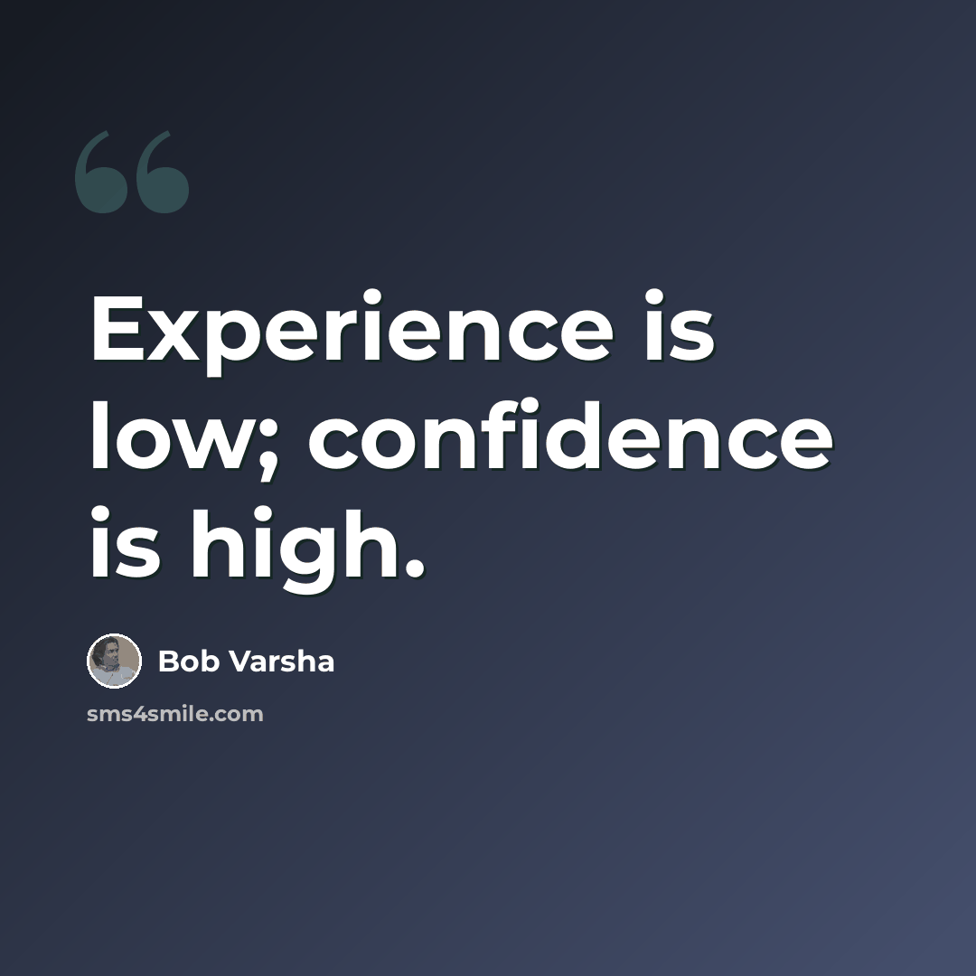 “Experience is low; confidence is high.” quote by Bob Varsha