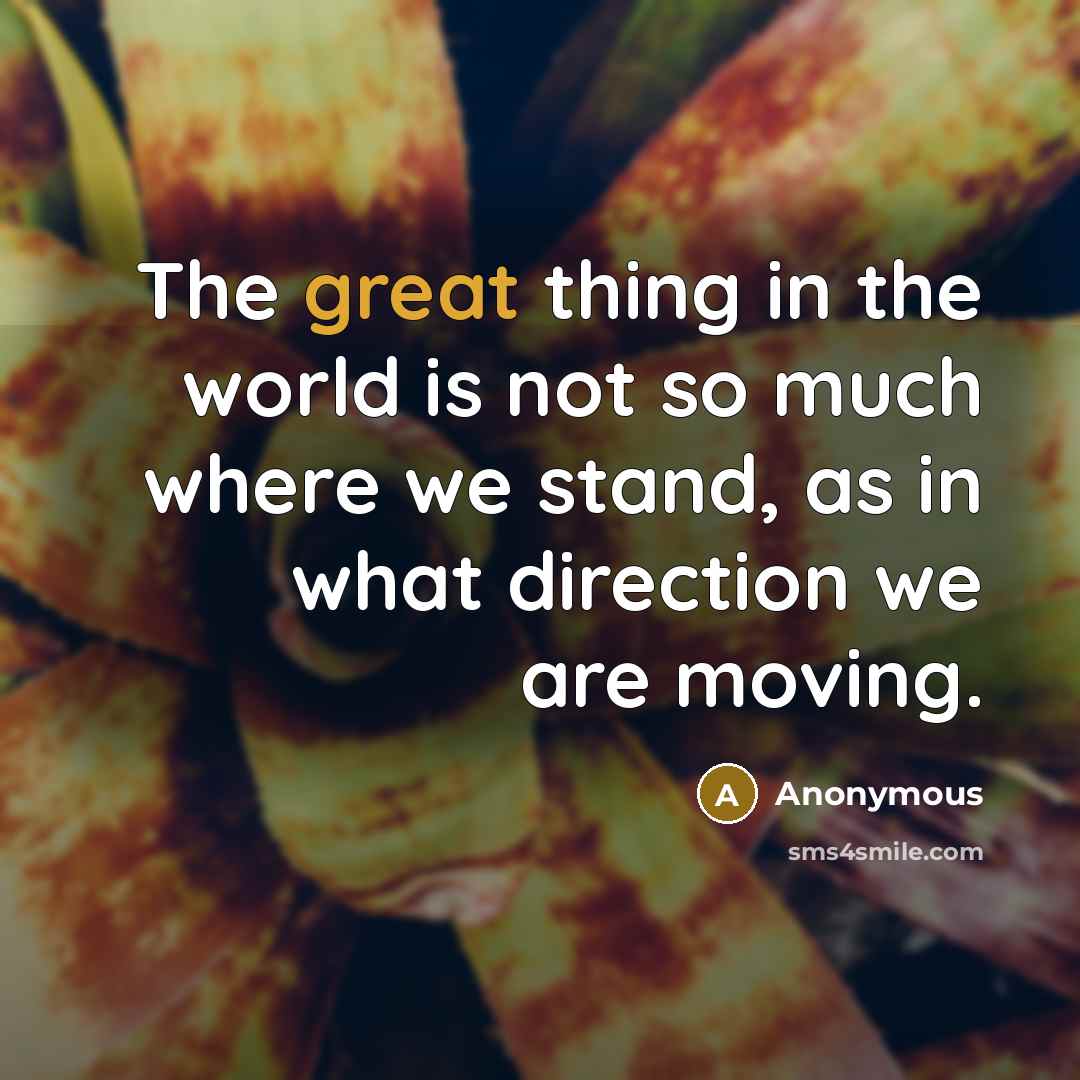 “The great thing in the world is not so much where we stand, as in what direction we are moving.” quote by Anonymous