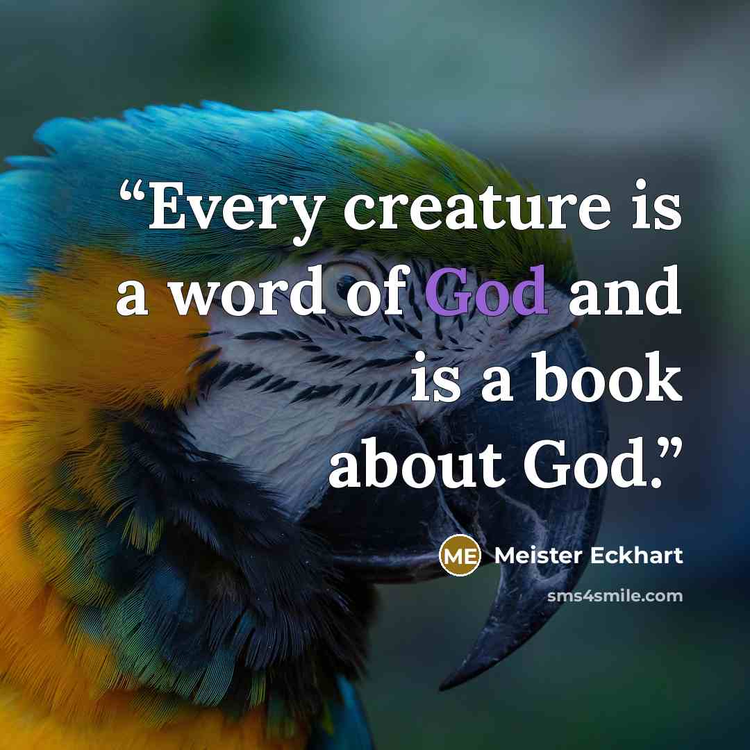 “Every creature is a word of God and is a book about God.” quote by Meister Eckhart