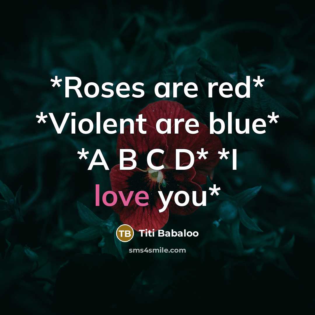 “*Roses are red* *Violent are blue* *A B C D* *I love you*” quote by Titi Babaloo