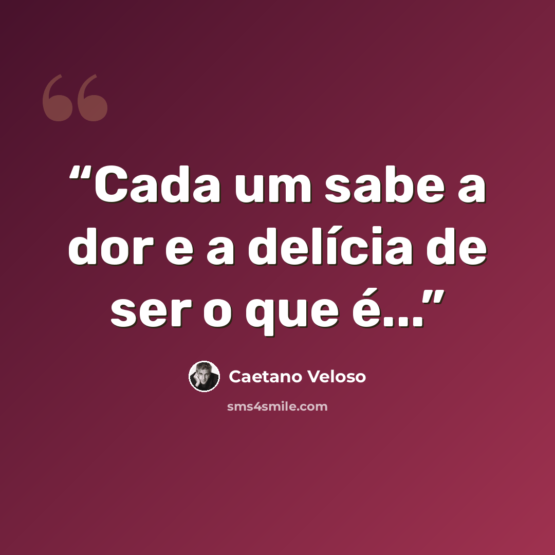 “Cada um sabe a dor e a delícia de ser o que é...” quote by Caetano Veloso
