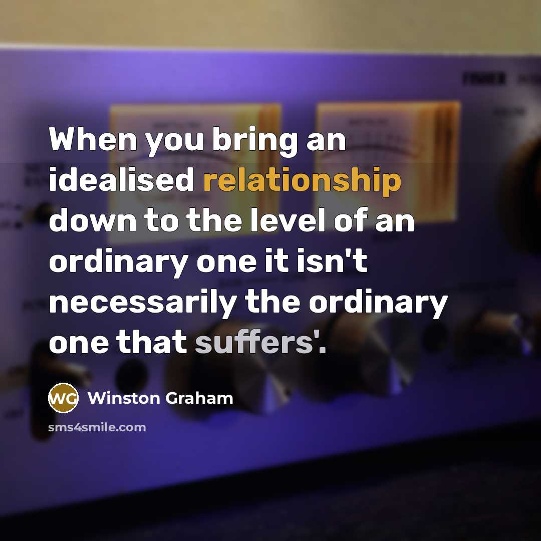 “When you bring an idealised relationship down to the level of an ordinary one it isn't necessarily the ordinary one that suffers'.” quote by Winston Graham