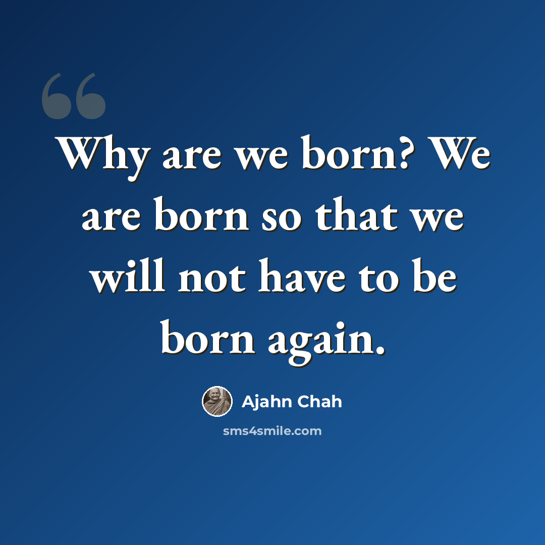 “Why are we born? We are born so that we will not have to be born again.” quote by Ajahn Chah