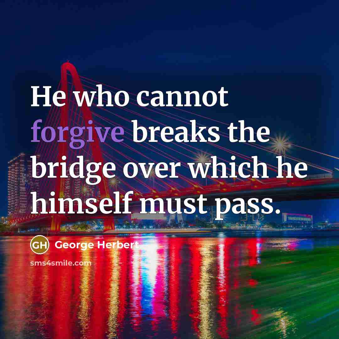 “He who cannot forgive breaks the bridge over which he himself must pass.” quote by George Herbert
