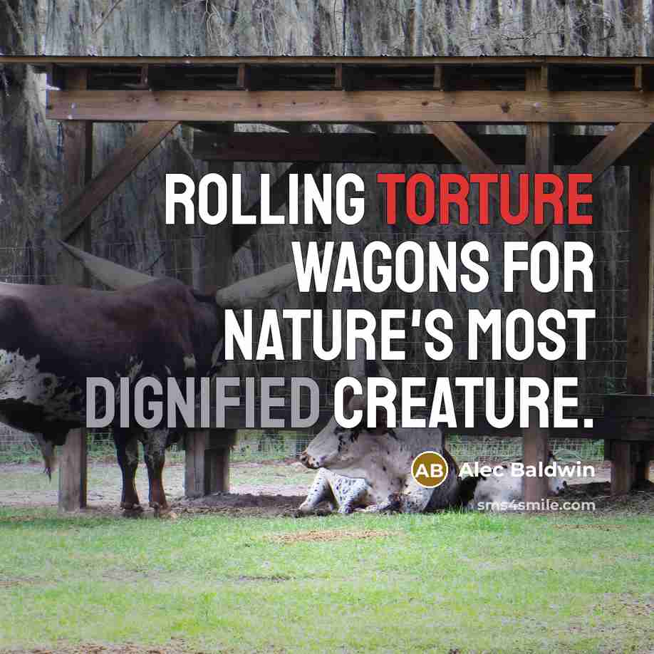 “Rolling torture wagons for nature's most dignified creature.” quote by Alec Baldwin
