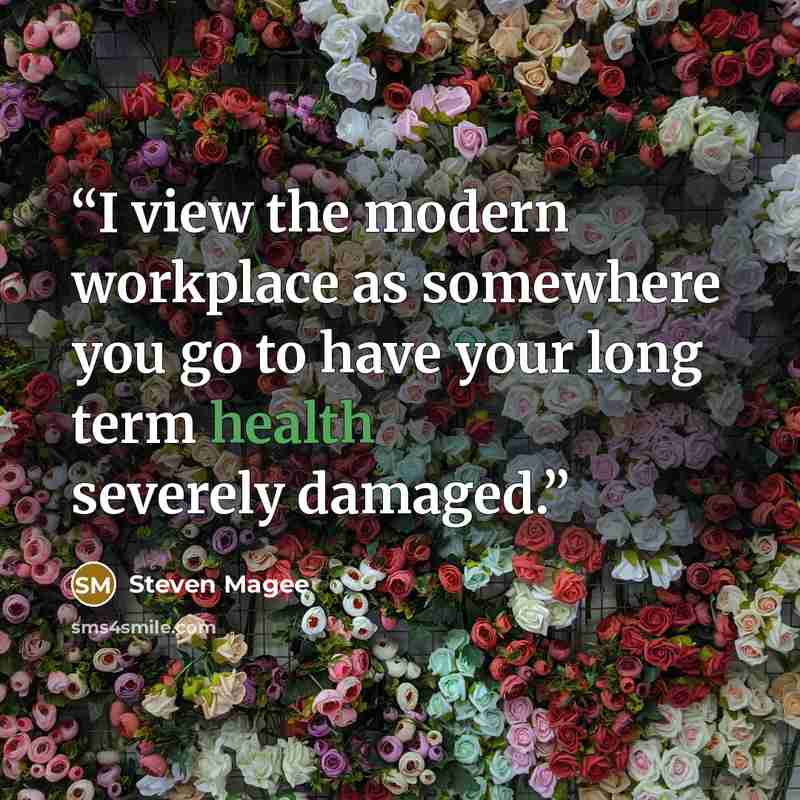 “I view the modern workplace as somewhere you go to have your long term health severely damaged.” quote by Steven Magee