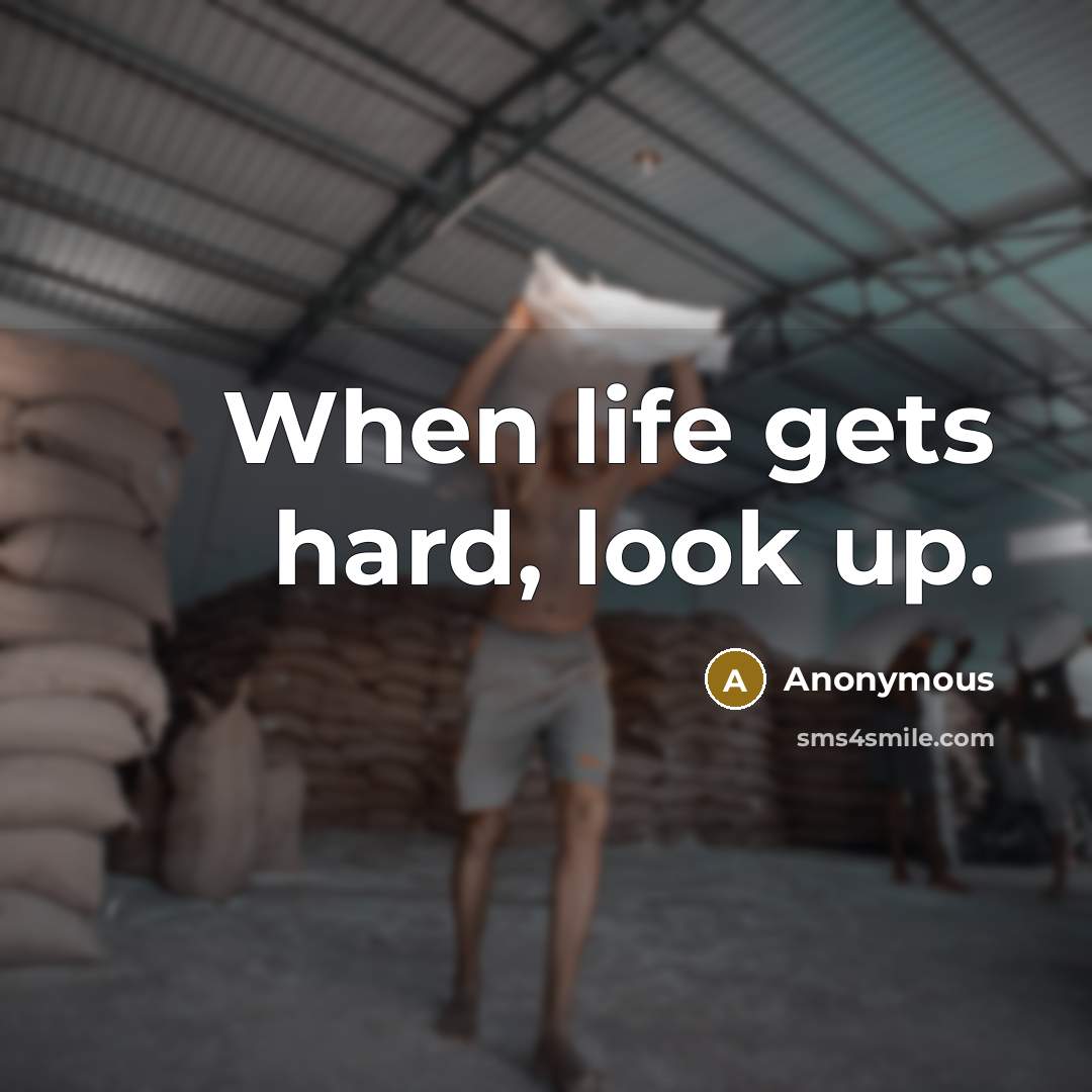 “When life gets hard, look up.” quote by Anonymous