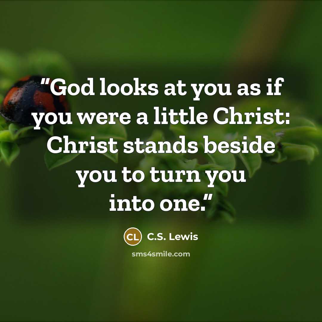“God looks at you as if you were a little Christ: Christ stands beside you to turn you into one.” quote by C.S. Lewis