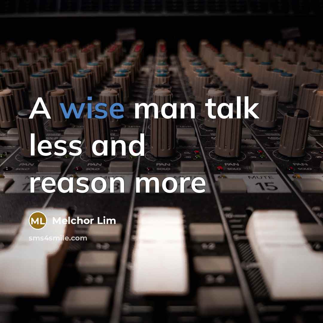 “A wise man talk less and reason more” quote by Melchor Lim
