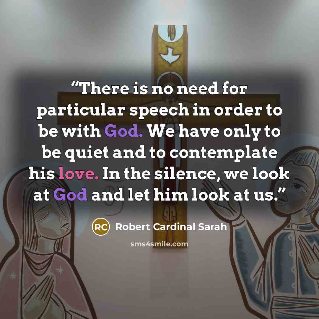 “There is no need for particular speech in order to be with God. We have only to be quiet and to contemplate his love. In the silence, we look at God and let him look at us.” quote by Robert Cardinal Sarah