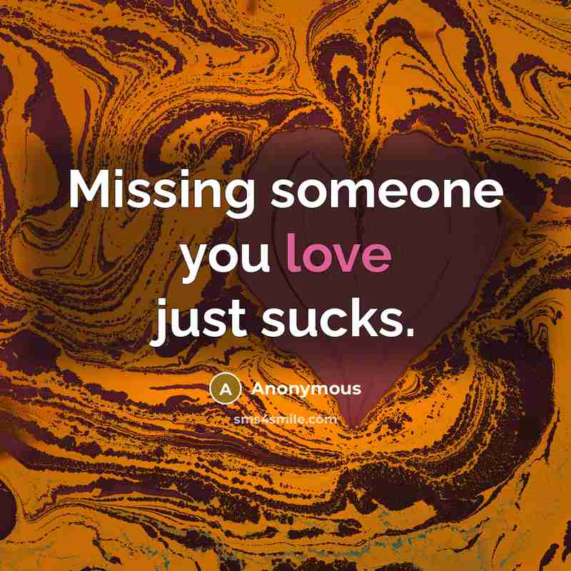“Missing someone you love just sucks.” quote by Anonymous