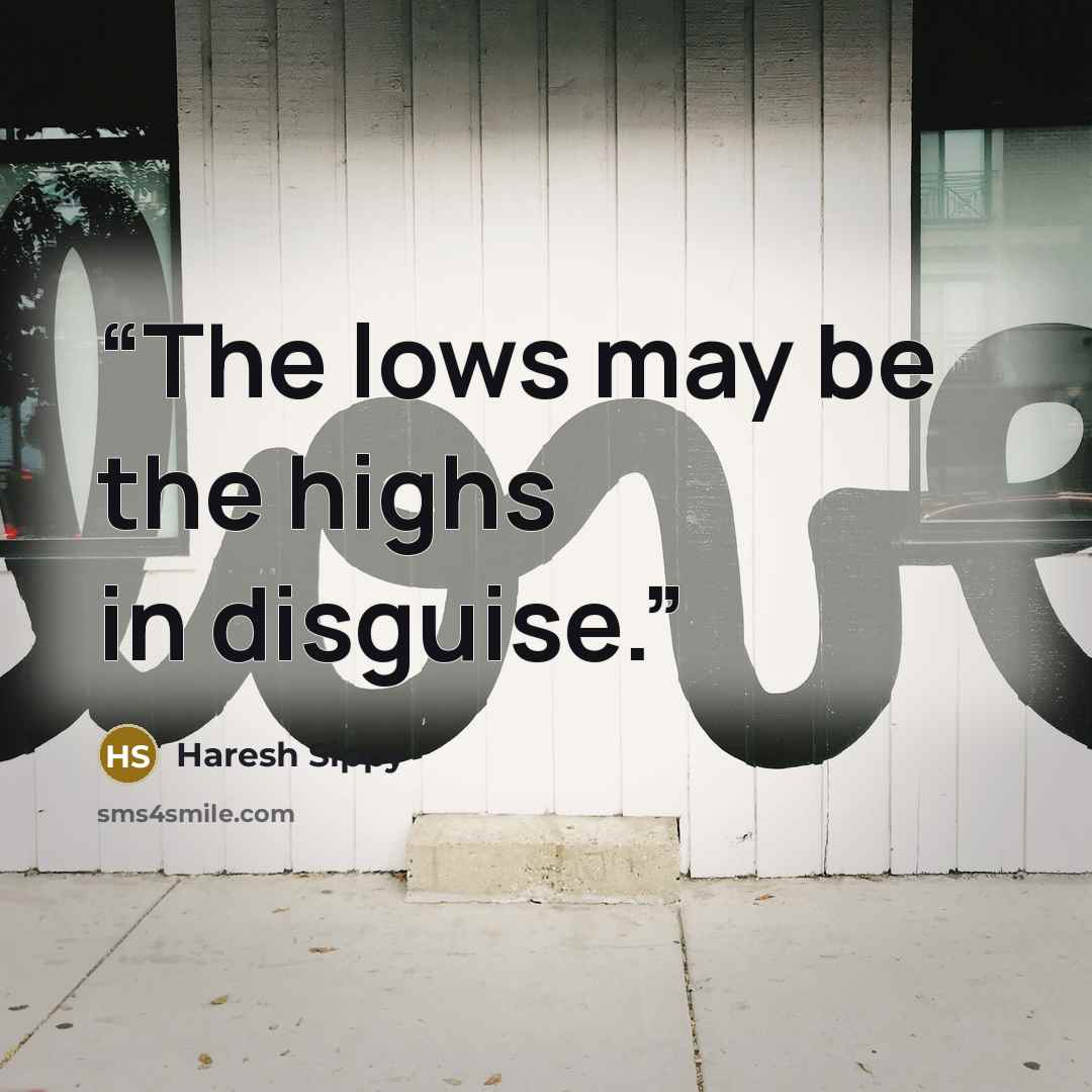 “The lows may be the highs in disguise.” quote by Haresh Sippy