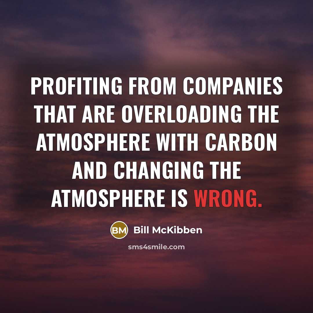 “Profiting from companies that are overloading the atmosphere with carbon and changing the atmosphere is wrong.” quote by Bill McKibben