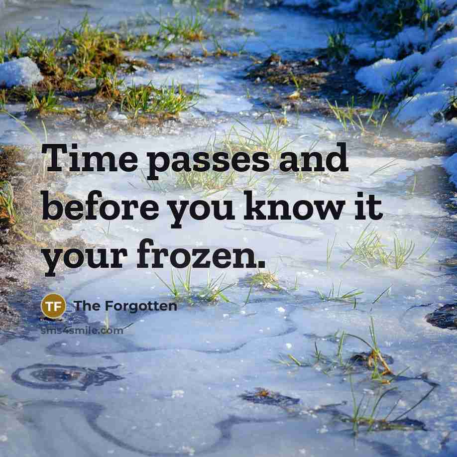 “Time passes and before you know it your frozen.” quote by The Forgotten