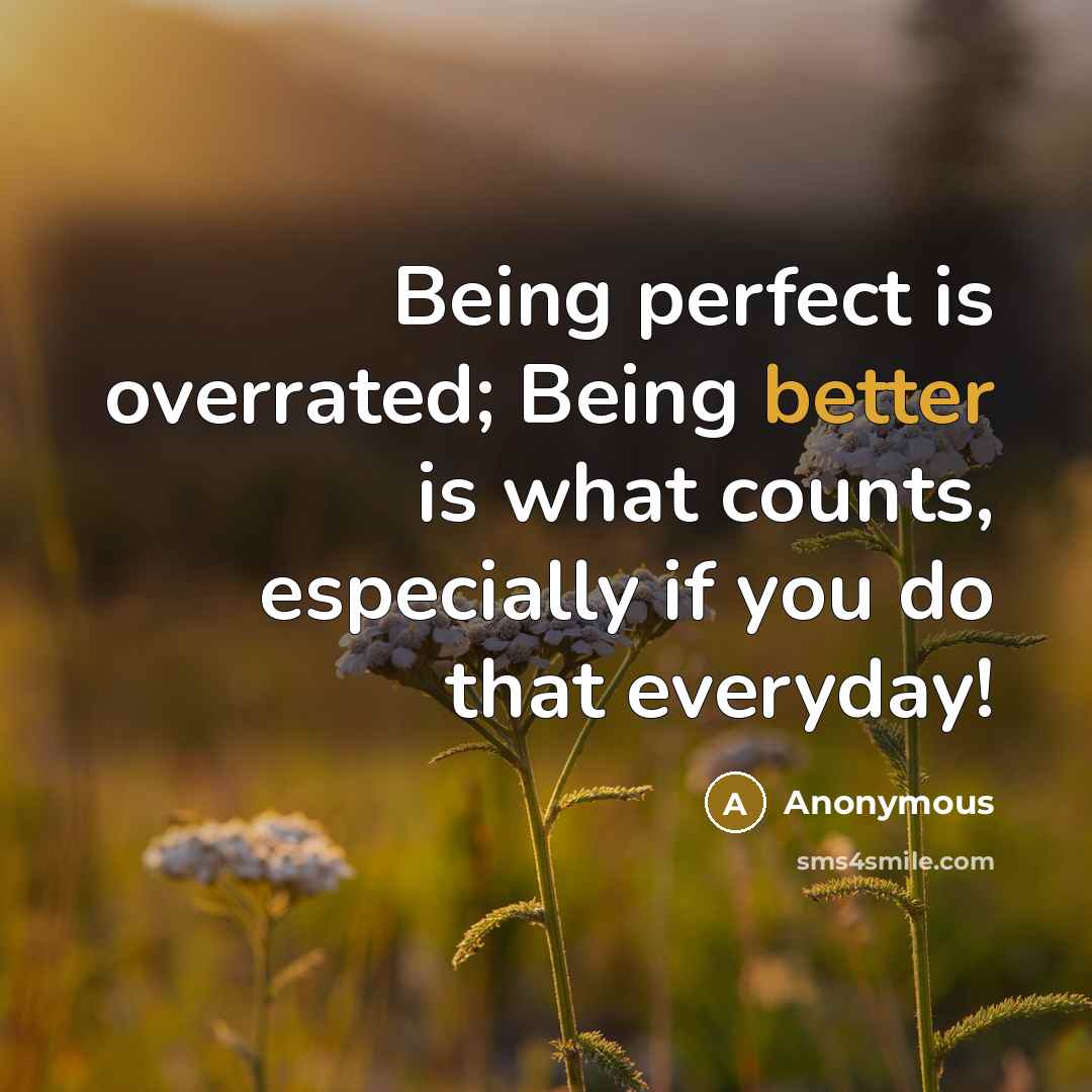 “Being perfect is overrated; Being better is what counts, especially if you do that everyday!” quote by Anonymous