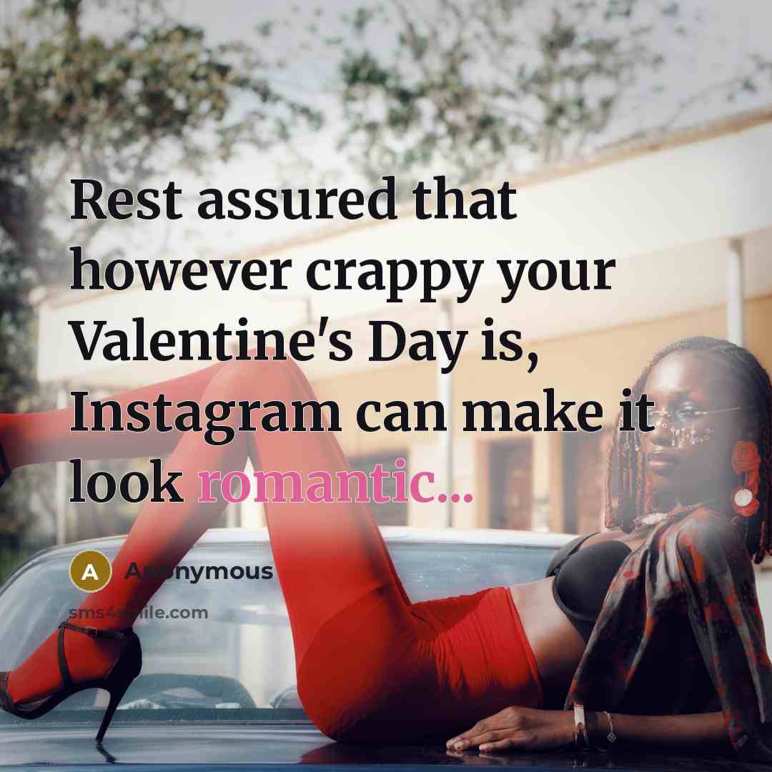 “Rest assured that however crappy your Valentine's Day is, Instagram can make it look romantic...” quote by Anonymous