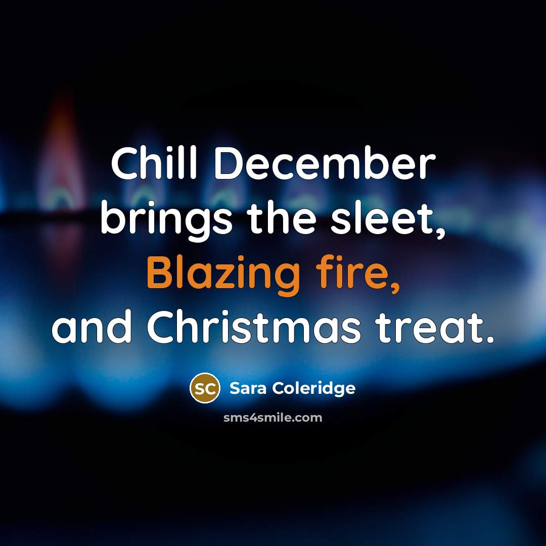 “Chill December brings the sleet, Blazing fire, and Christmas treat.” quote by Sara Coleridge