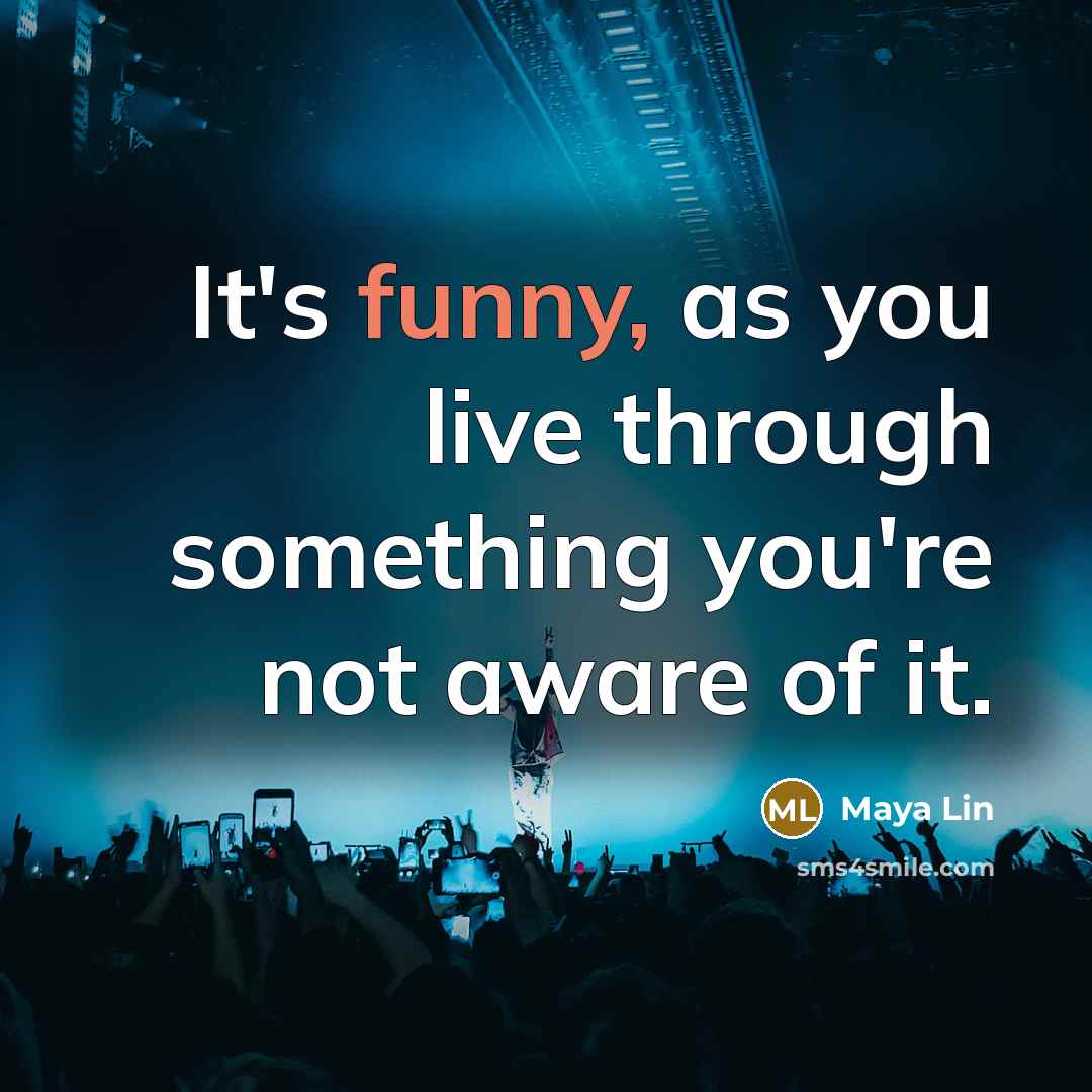 “It's funny, as you live through something you're not aware of it.” quote by Maya Lin
