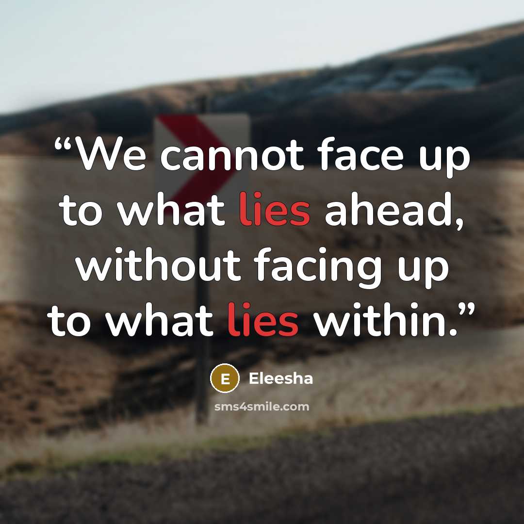 “We cannot face up to what lies ahead, without facing up to what lies within.” quote by Eleesha