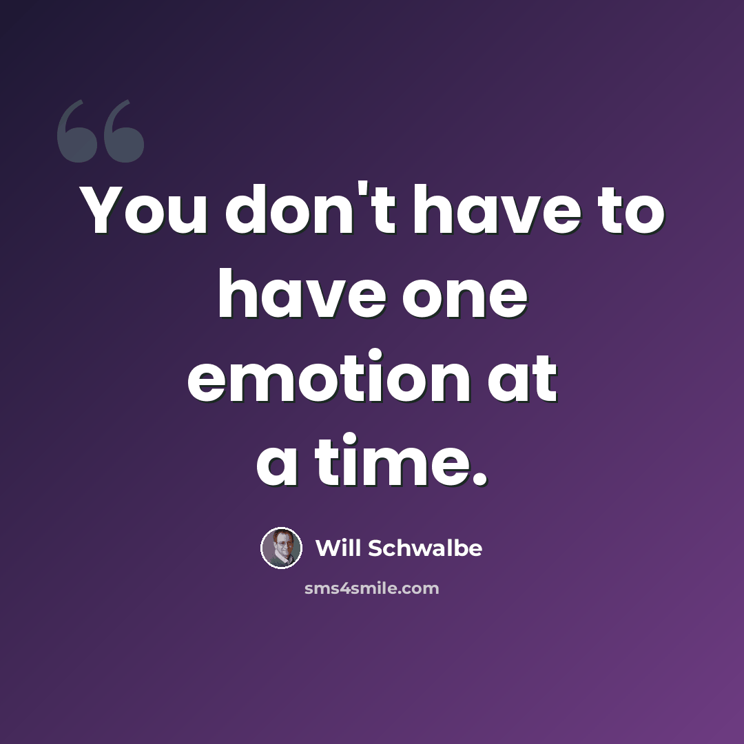 “You don't have to have one emotion at a time.” quote by Will Schwalbe