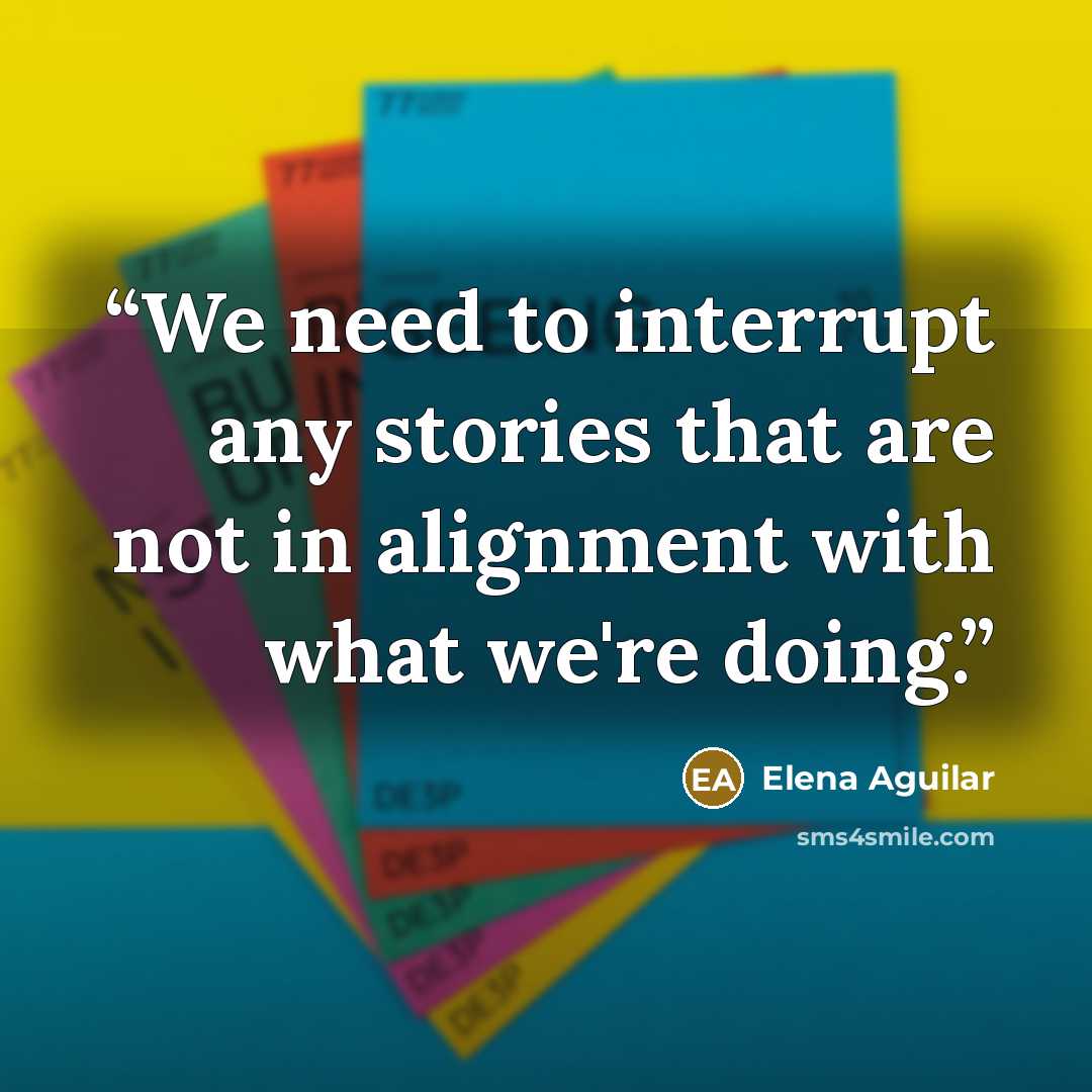 “We need to interrupt any stories that are not in alignment with what we're doing.” quote by Elena Aguilar