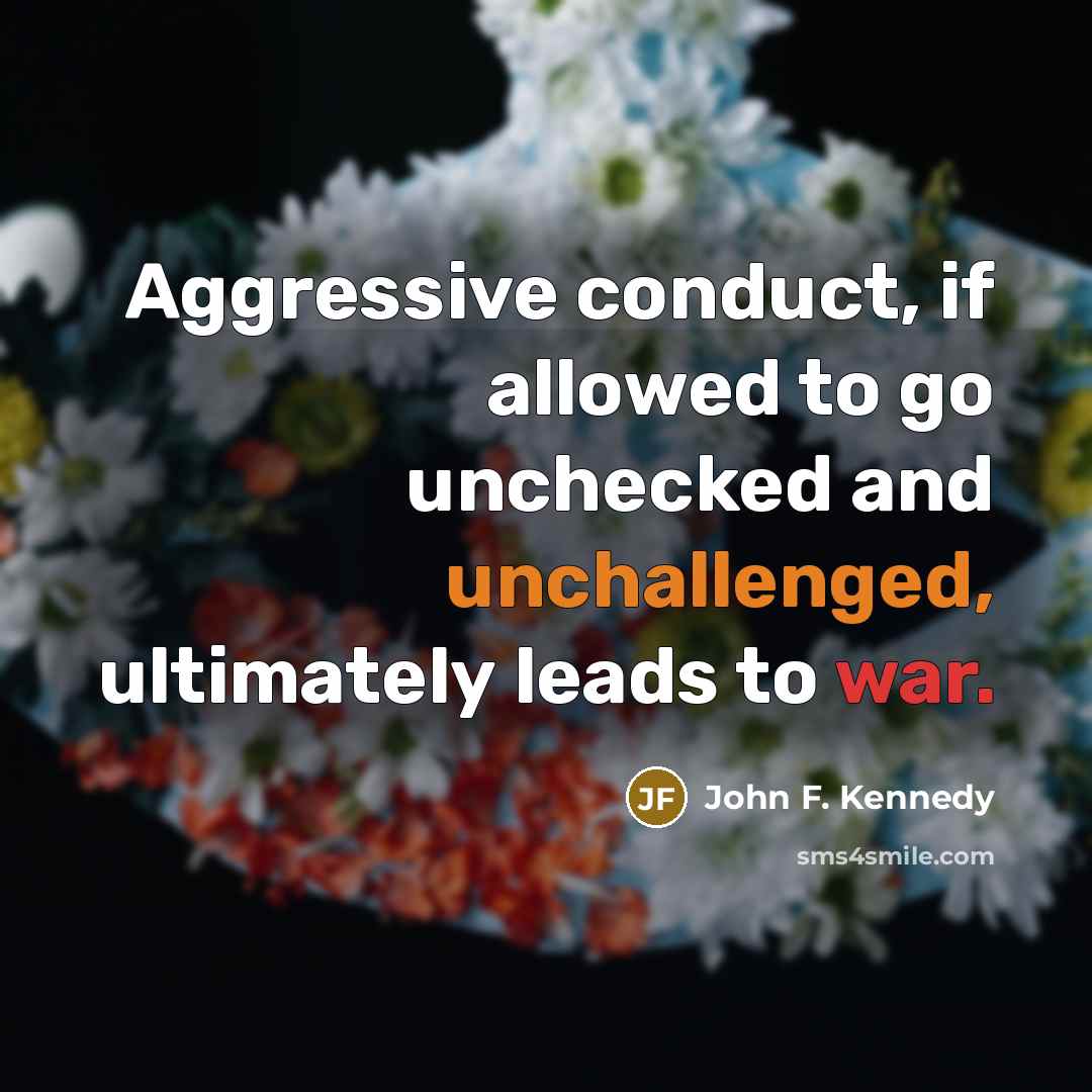 “Aggressive conduct, if allowed to go unchecked and unchallenged, ultimately leads to war.” quote by John F. Kennedy