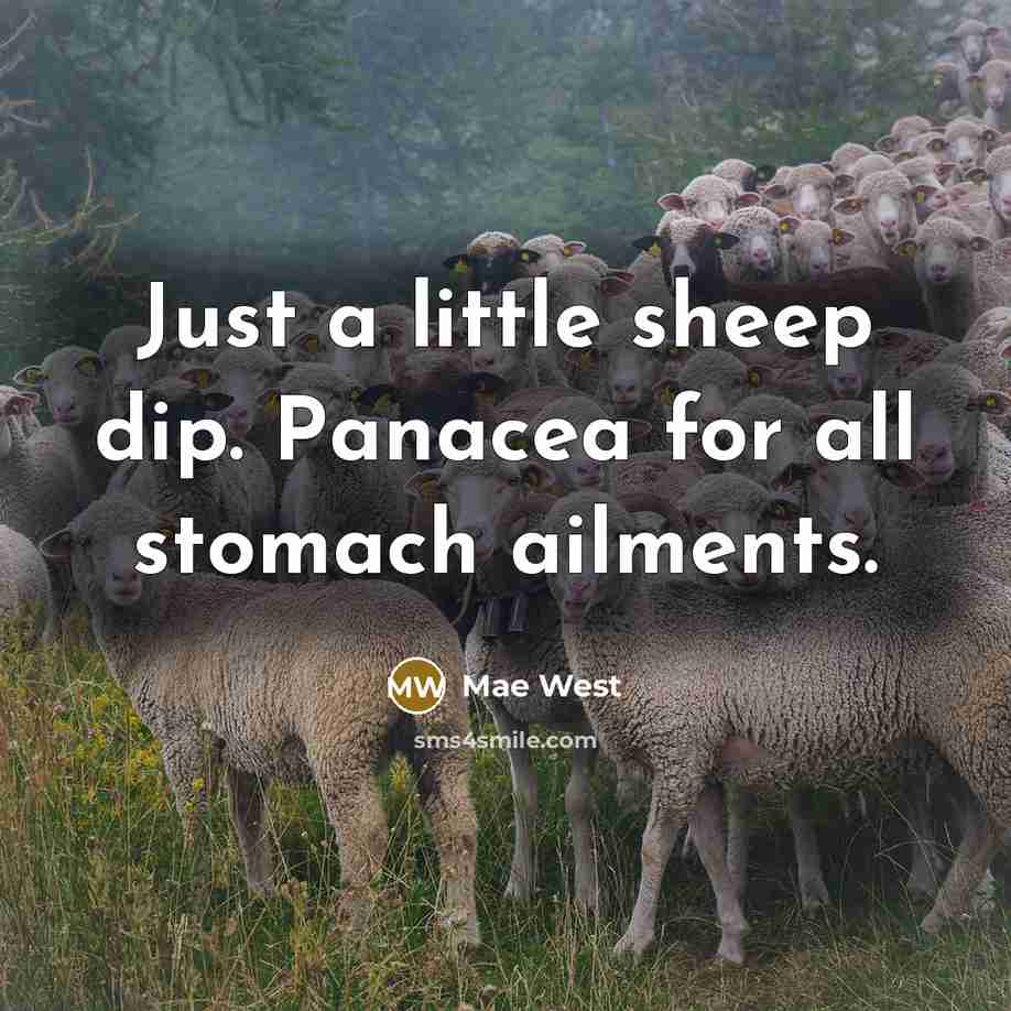 “Just a little sheep dip. Panacea for all stomach ailments.” quote by Mae West