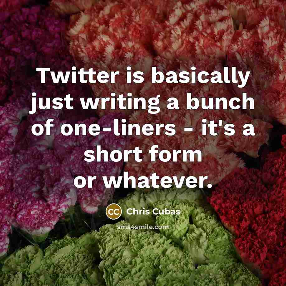 “Twitter is basically just writing a bunch of one-liners - it's a short form or whatever.” quote by Chris Cubas