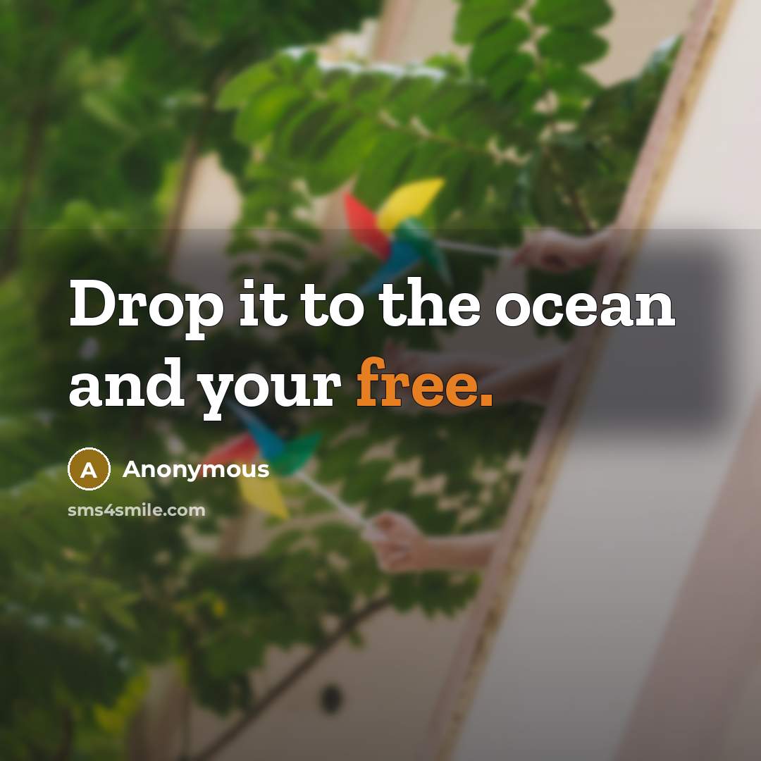 “Drop it to the ocean and your free.” quote by Anonymous