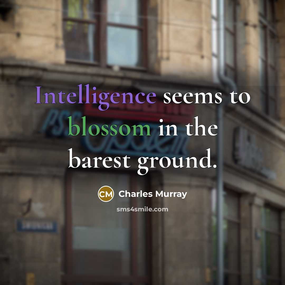 “Intelligence seems to blossom in the barest ground.” quote by Charles Murray