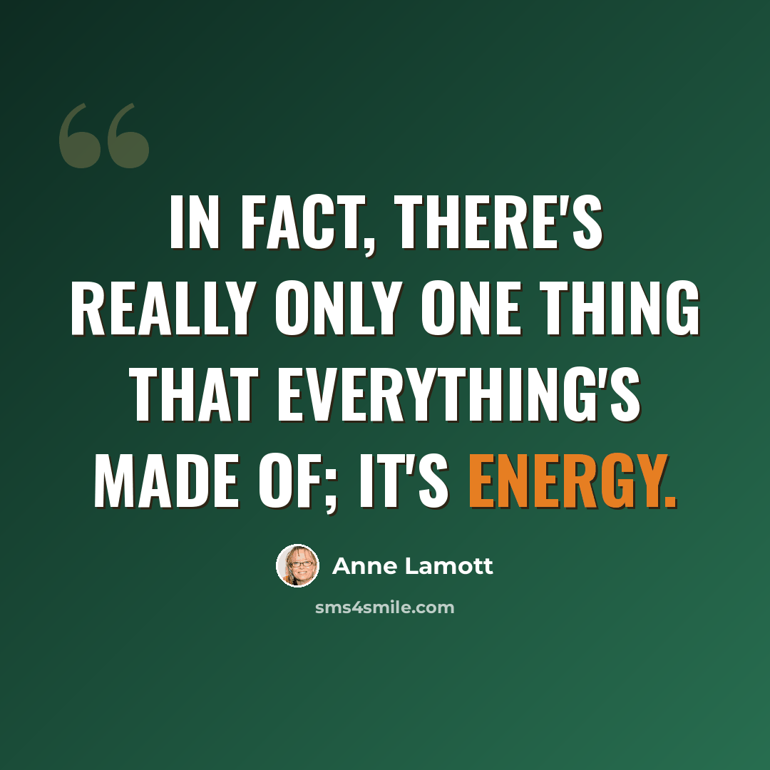 “In fact, there's really only one thing that everything's made of; it's energy.” quote by Anne Lamott