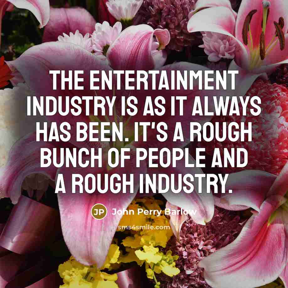 “The entertainment industry is as it always has been. It's a rough bunch of people and a rough industry.” quote by John Perry Barlow
