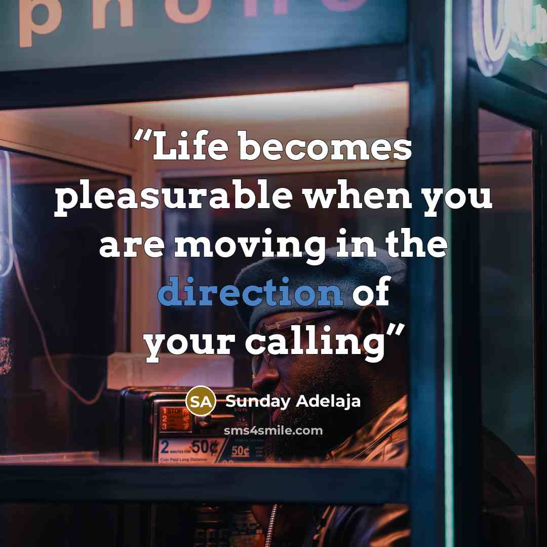 “Life becomes pleasurable when you are moving in the direction of your calling” quote by Sunday Adelaja