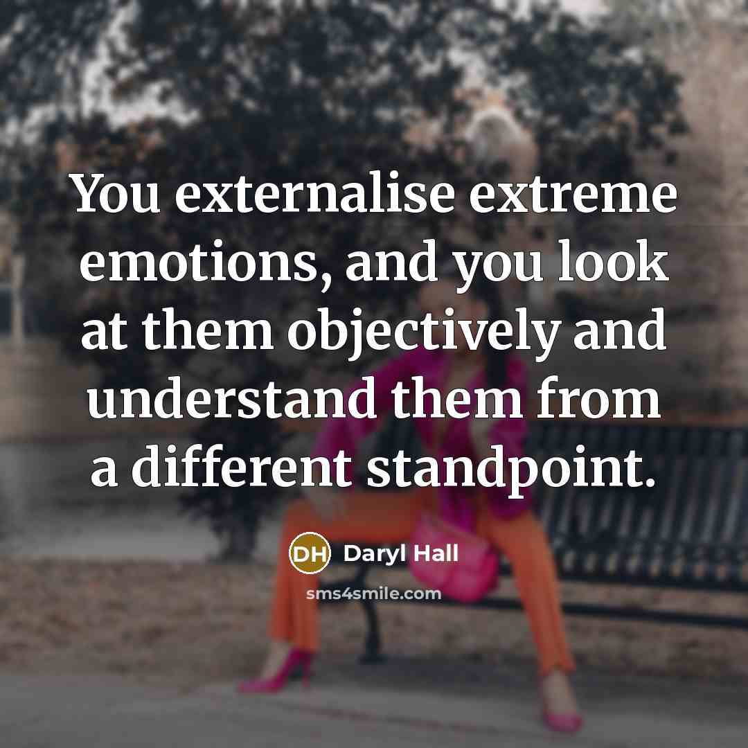 “You externalise extreme emotions, and you look at them objectively and understand them from a different standpoint.” quote by Daryl Hall