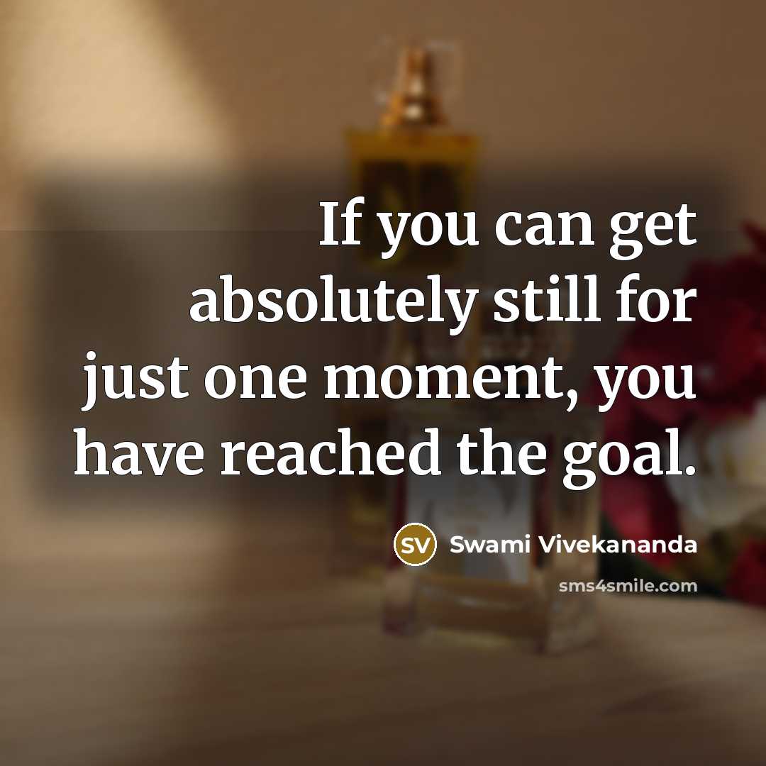 “If you can get absolutely still for just one moment, you have reached the goal.” quote by Swami Vivekananda
