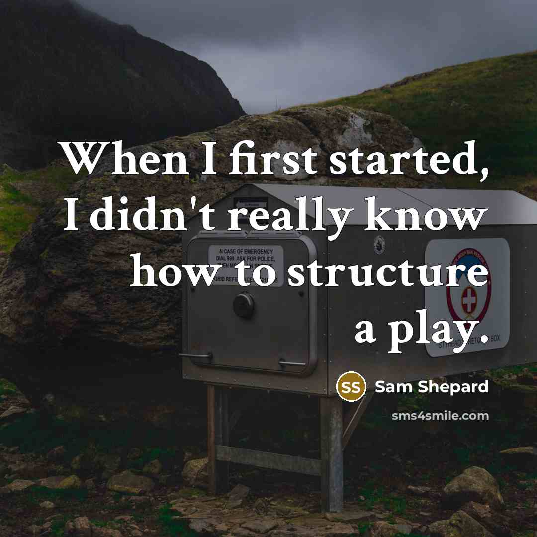 “When I first started, I didn't really know how to structure a play.” quote by Sam Shepard