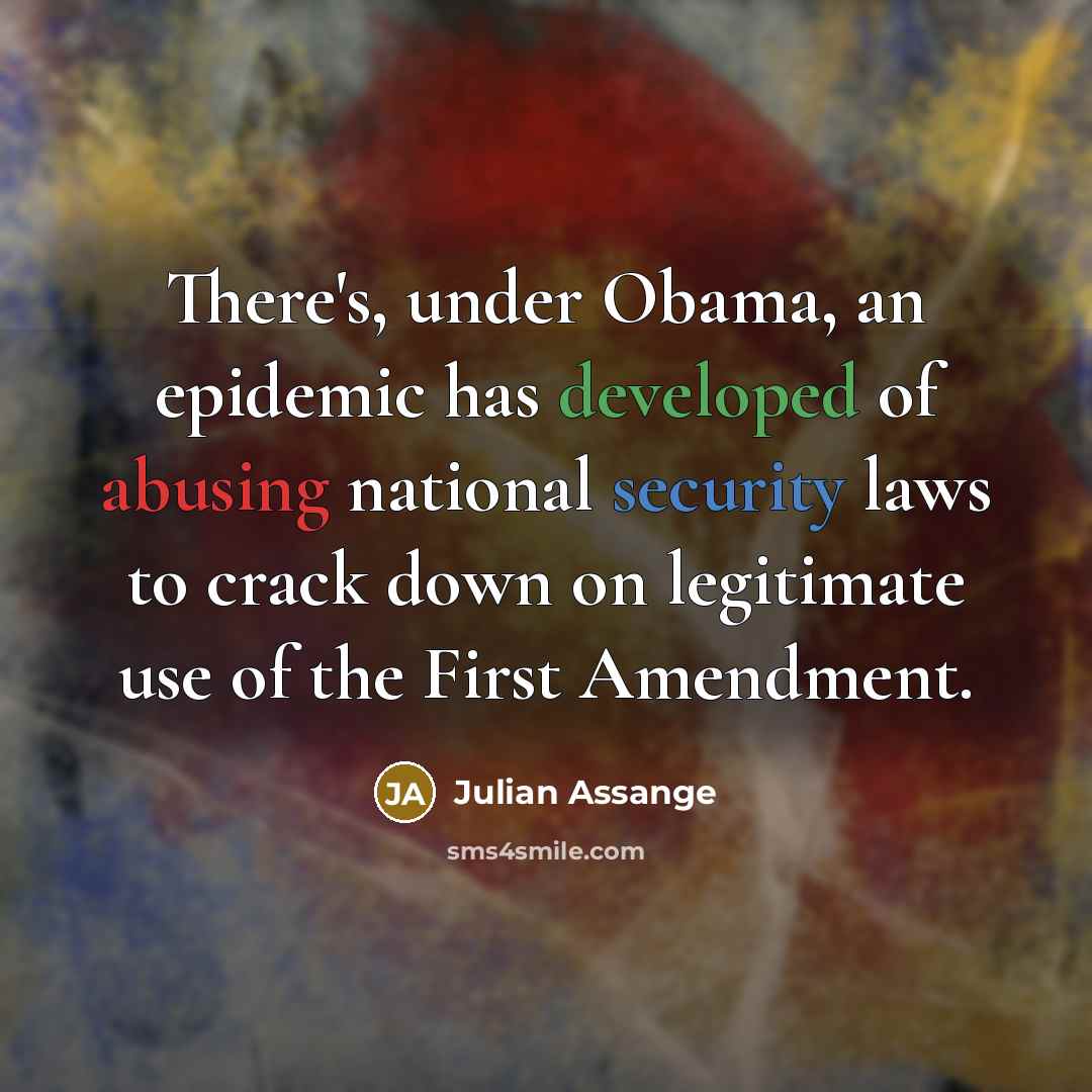 “There's, under Obama, an epidemic has developed of abusing national security laws to crack down on legitimate use of the First Amendment.” quote by Julian Assange
