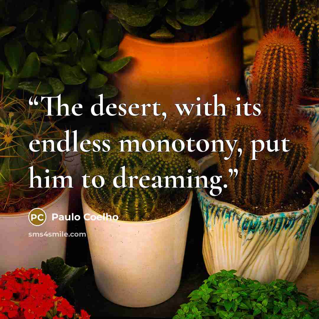 “The desert, with its endless monotony, put him to dreaming.” quote by Paulo Coelho