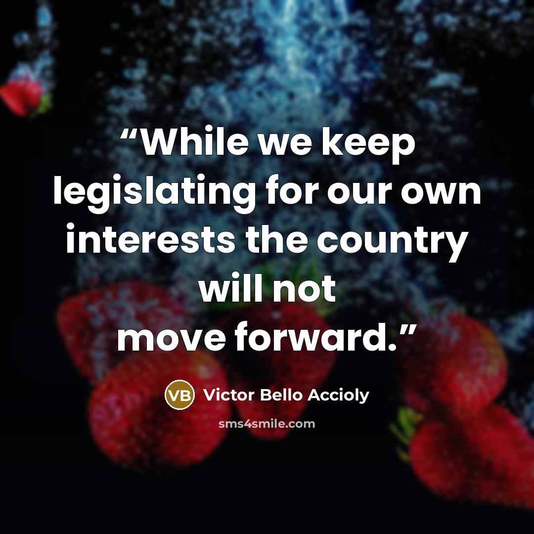 “While we keep legislating for our own interests the country will not move forward.” quote by Victor Bello Accioly
