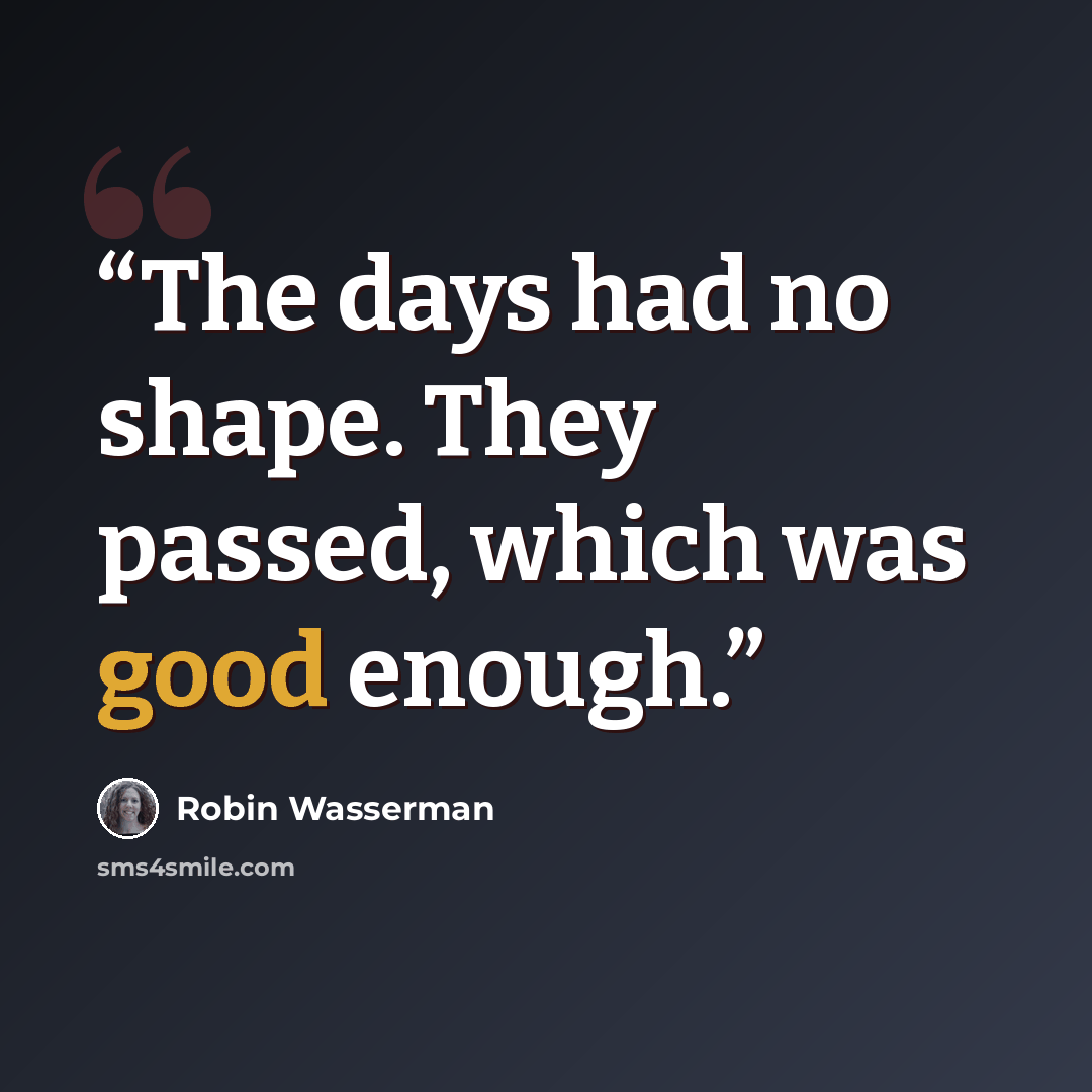 “The days had no shape. They passed, which was good enough.” quote by Robin Wasserman