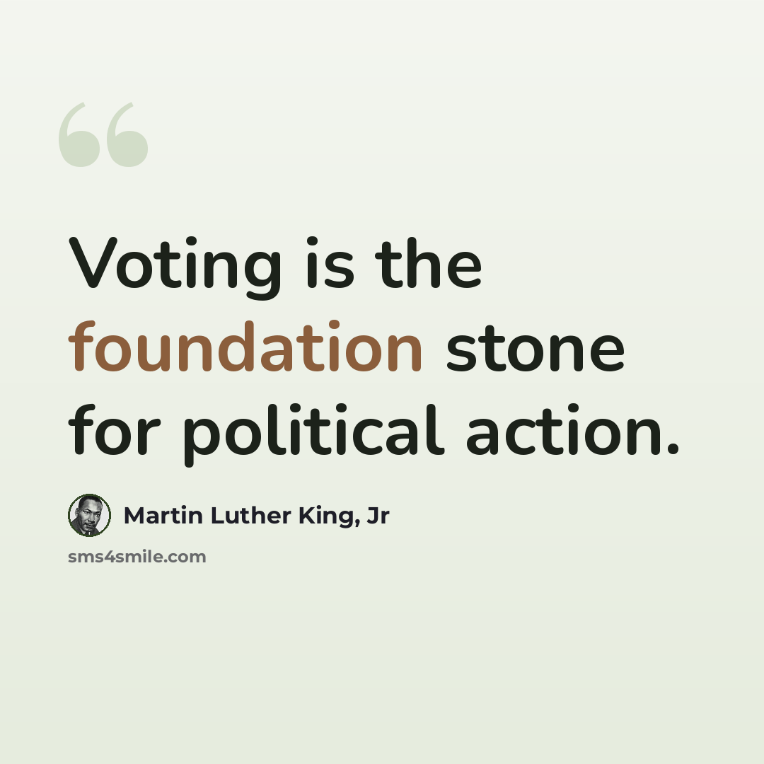 “Voting is the foundation stone for political action.” quote by Martin Luther King, Jr