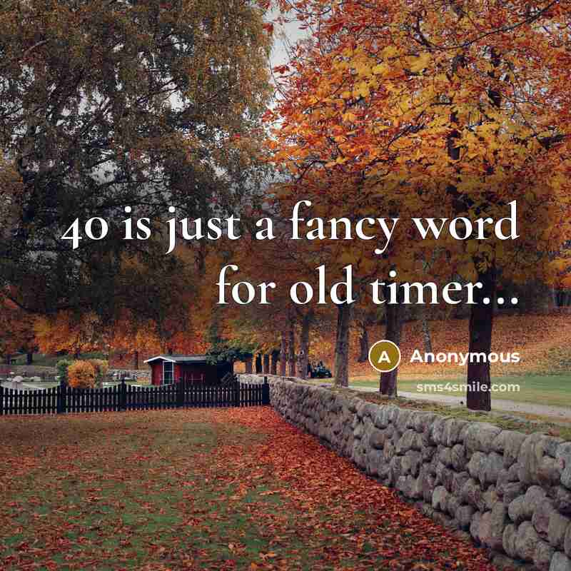 “40 is just a fancy word for old timer...” quote by Anonymous