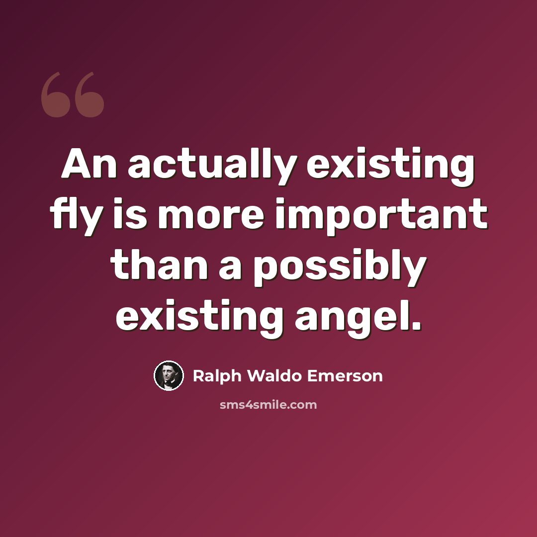 “An actually existing fly is more important than a possibly existing angel.” quote by Ralph Waldo Emerson