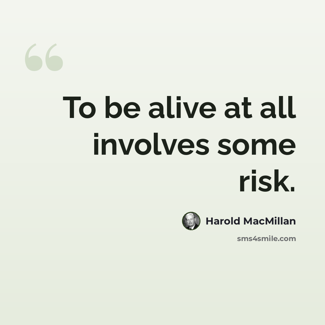 “To be alive at all involves some risk.” quote by Harold MacMillan