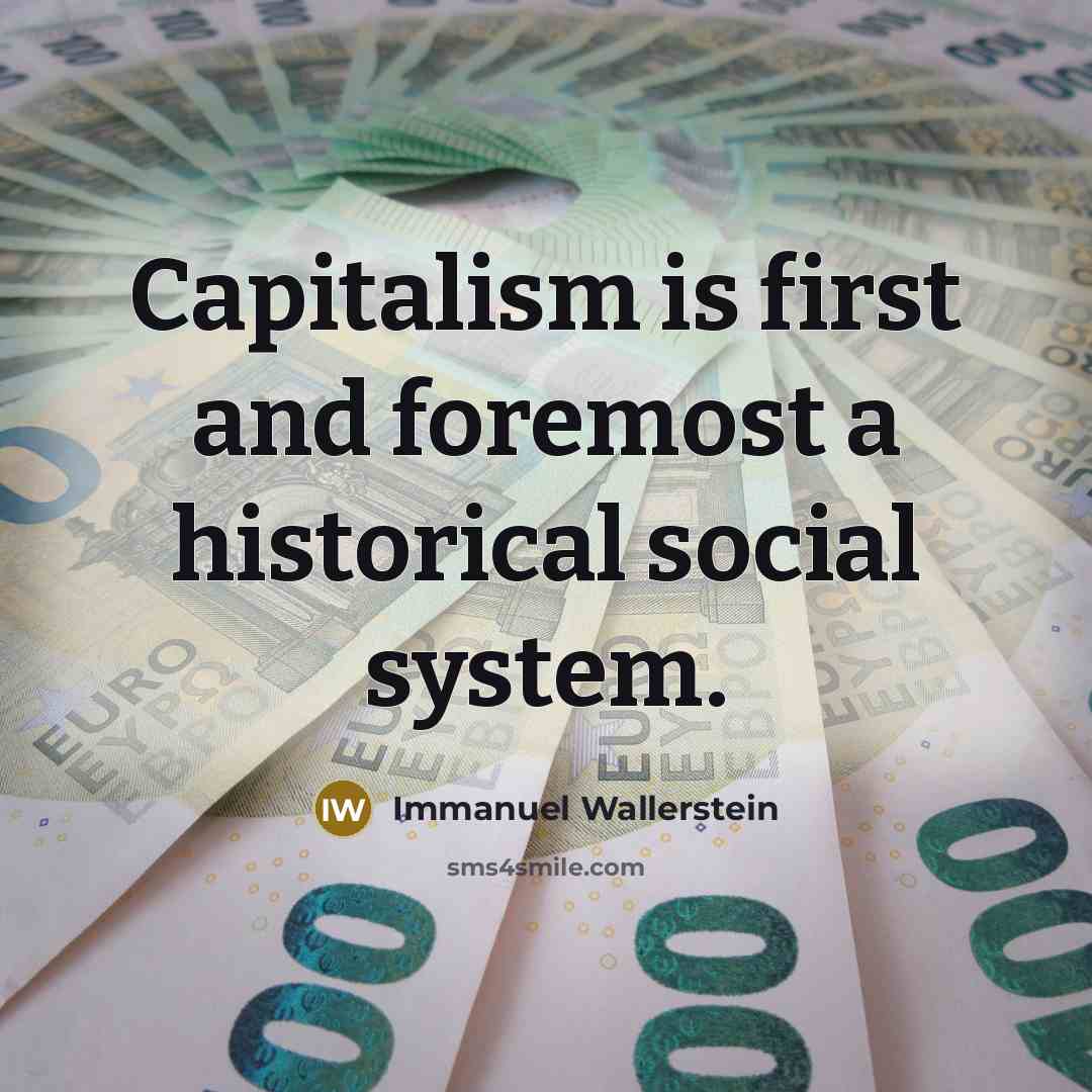 “Capitalism is first and foremost a historical social system.” quote by Immanuel Wallerstein