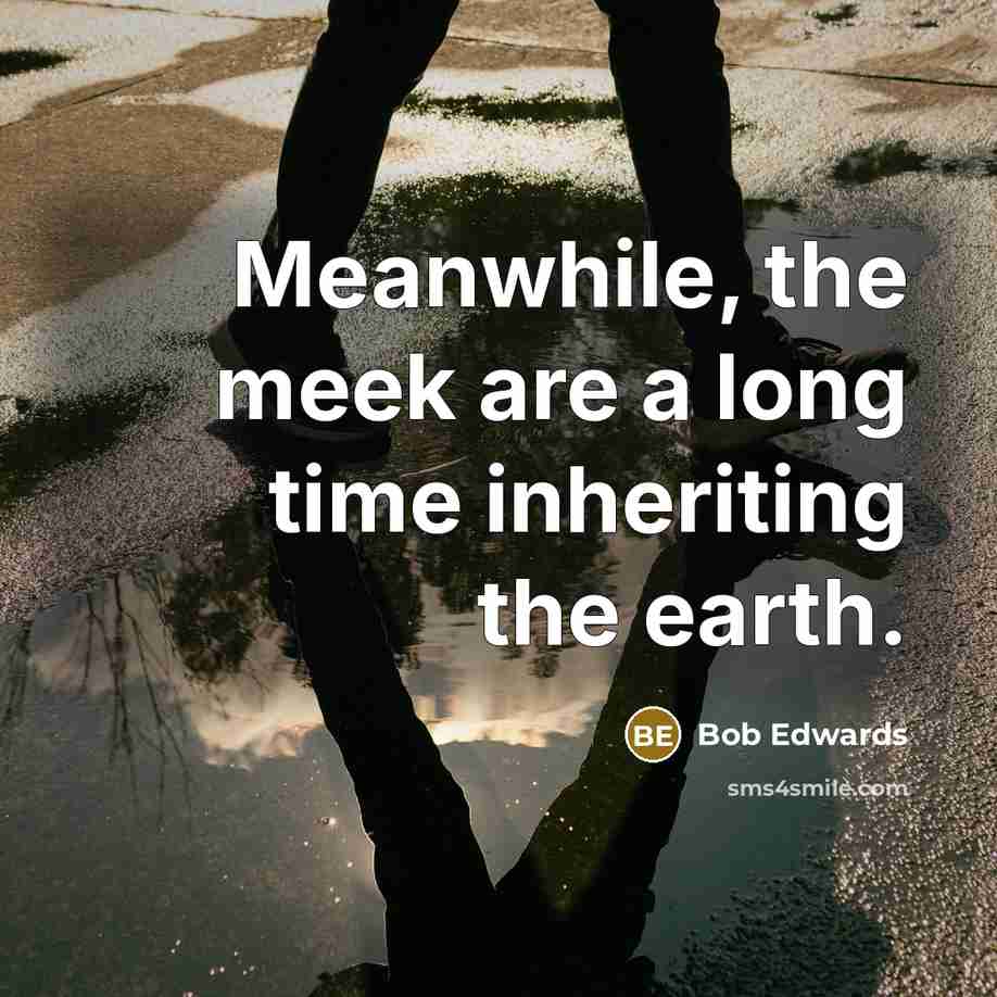 “Meanwhile, the meek are a long time inheriting the earth.” quote by Bob Edwards