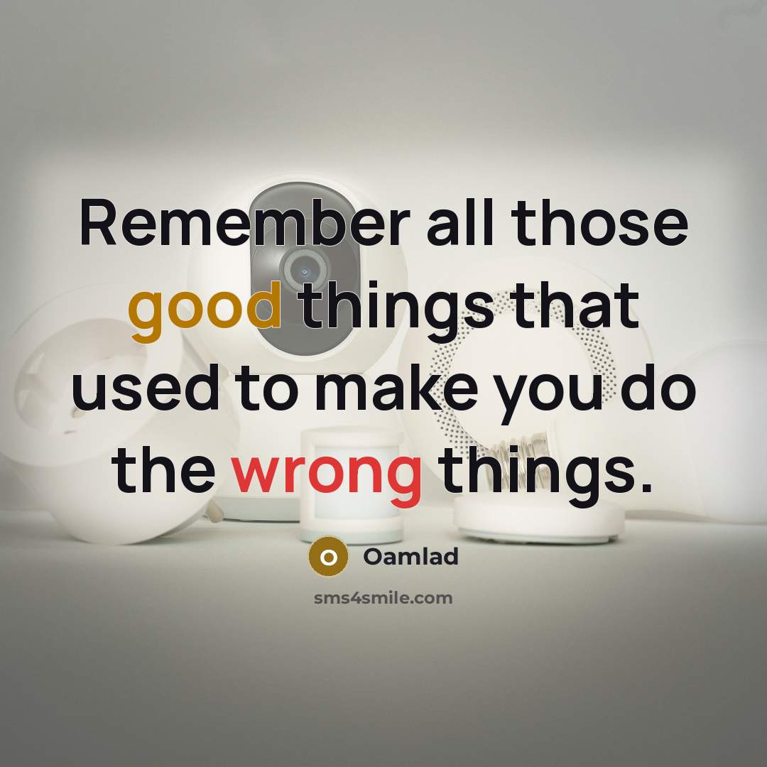 “Remember all those good things that used to make you do the wrong things.” quote by Oamlad