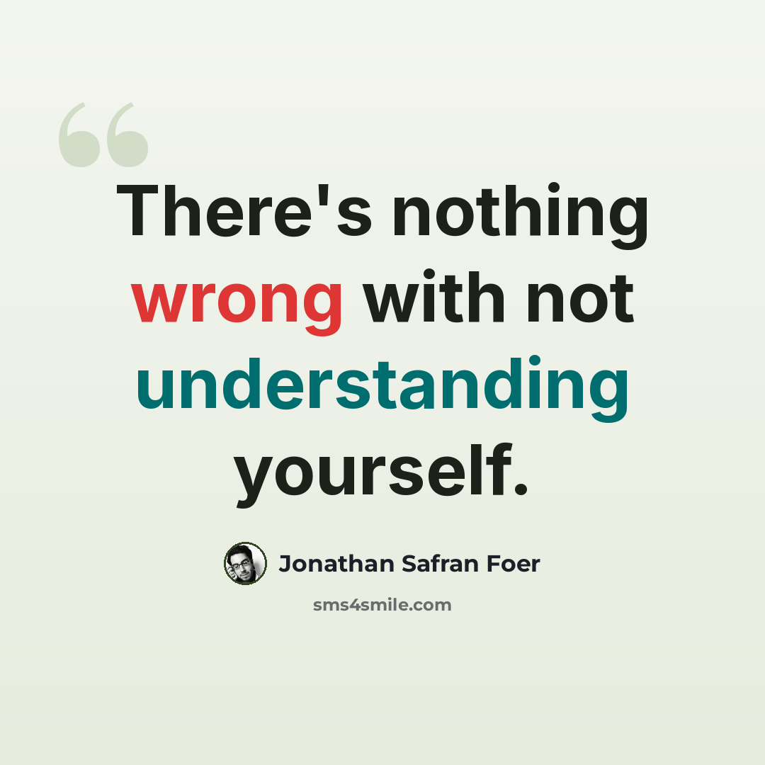 “There's nothing wrong with not understanding yourself.” quote by Jonathan Safran Foer