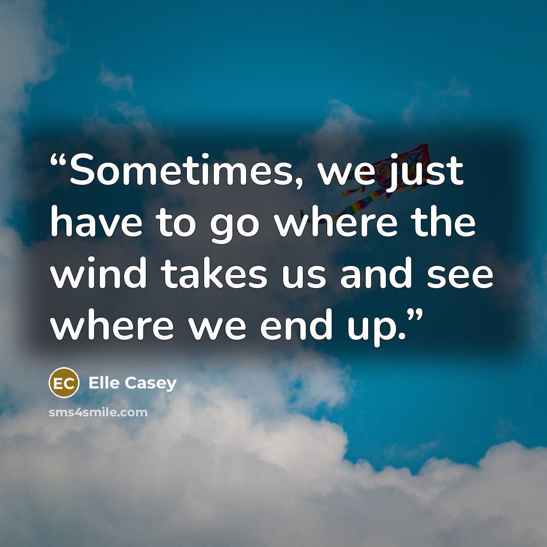 “Sometimes, we just have to go where the wind takes us and see where we end up.” quote by Elle Casey
